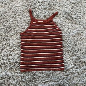 Cloud Chaser Sweater Knit Tank Top Womens Sz L Stripe Sleeveless High Neck